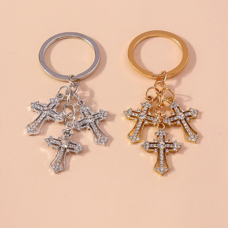 Crystal Cross Keyring