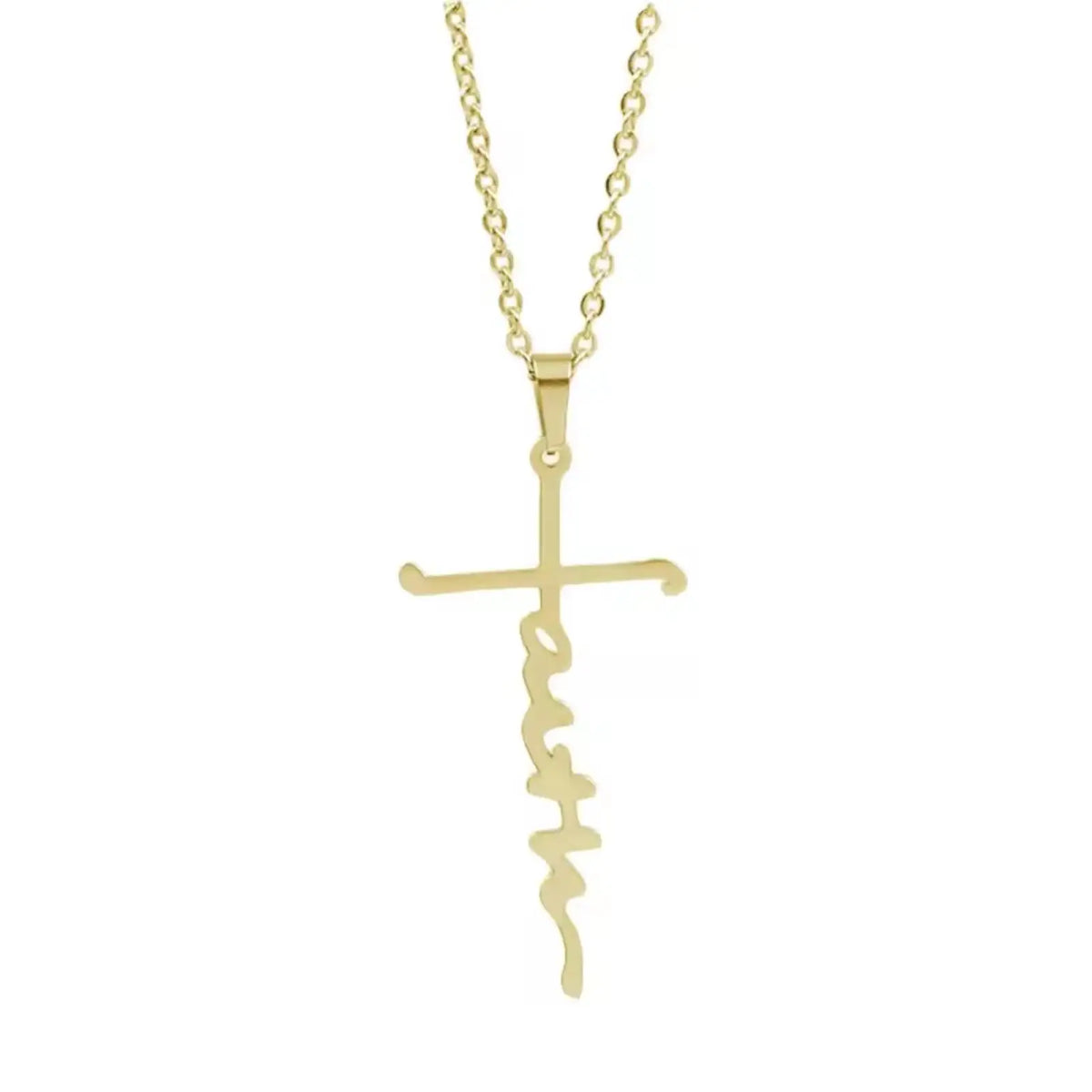 Faith Script Cross Necklace