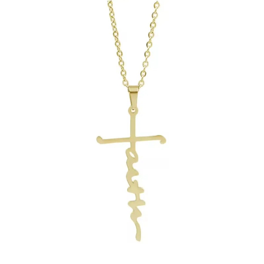 Faith Script Cross Necklace