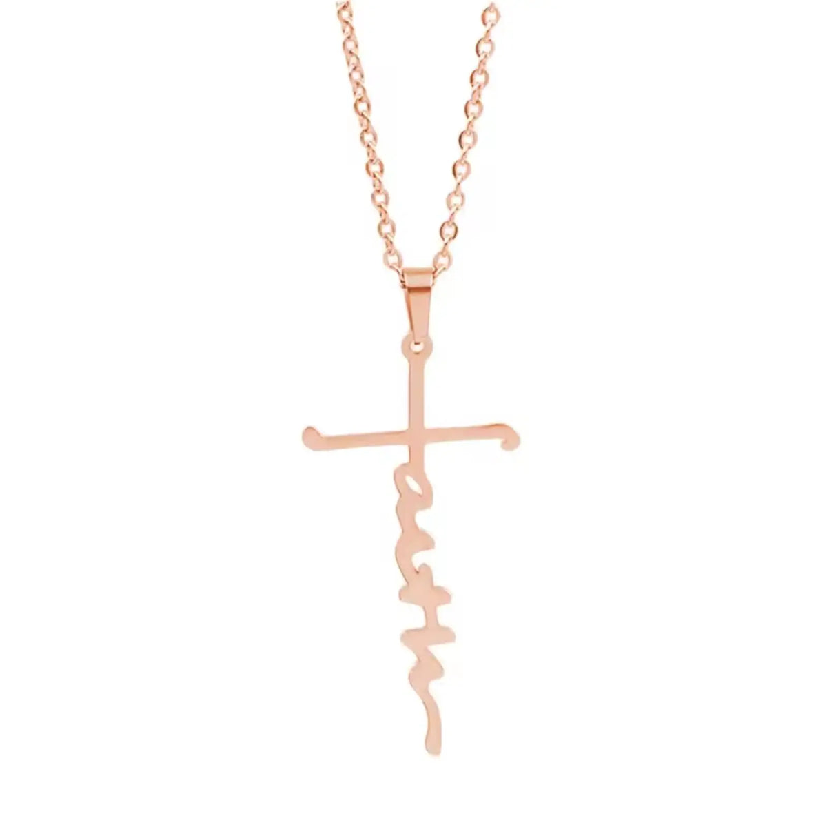Faith Script Cross Necklace