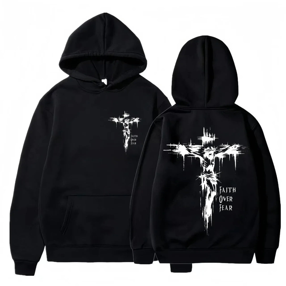 Faith Over Fear Crucifix Hoodie