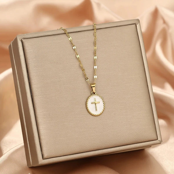 Agape Cross Coin Necklace
