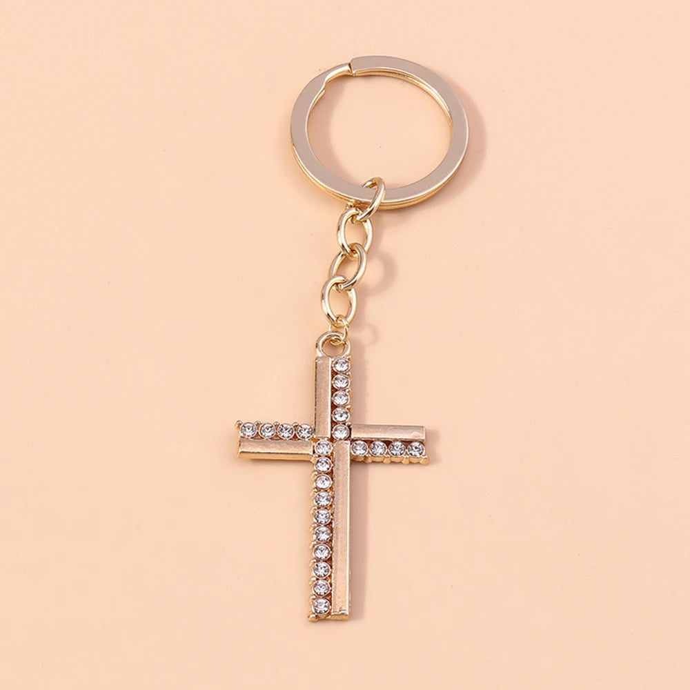 Crystal Cross Keyring
