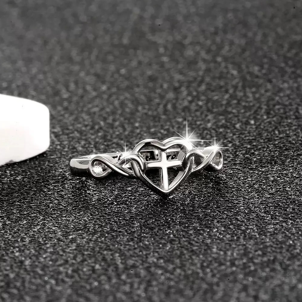 Cross & Hearts Ring