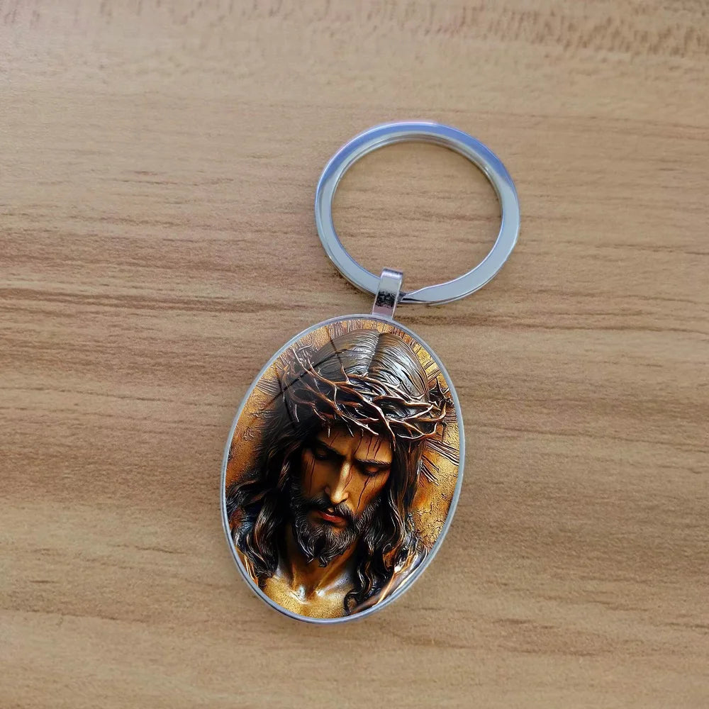 Jesus Portrait Glass Keyring
