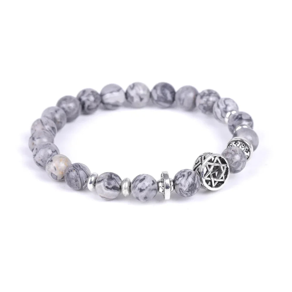 Star of David Stone Bead Bracelet