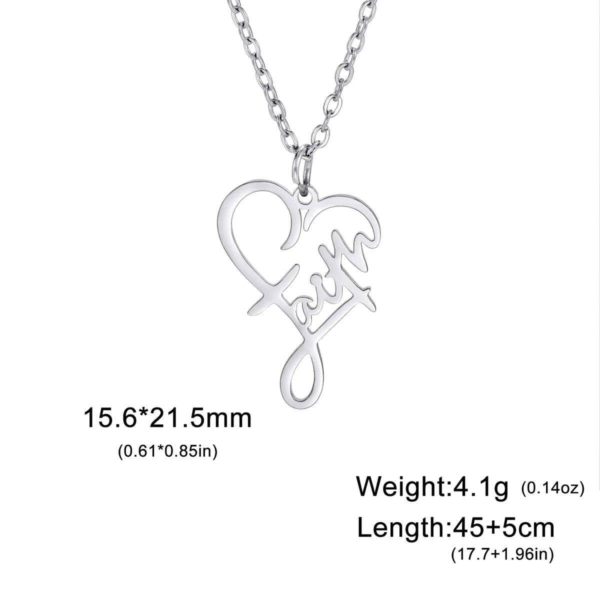 Faith Heart Script Necklace
