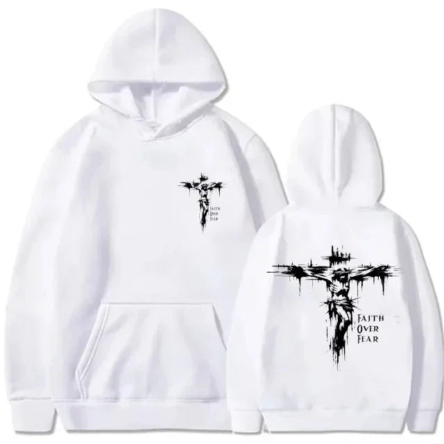 Faith Over Fear Crucifix Hoodie