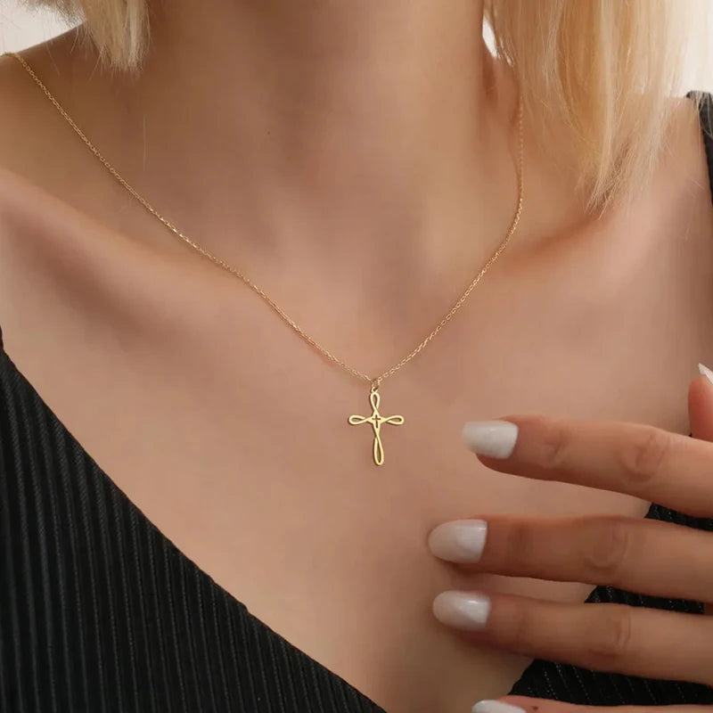 Looped Infinity Cross Necklace