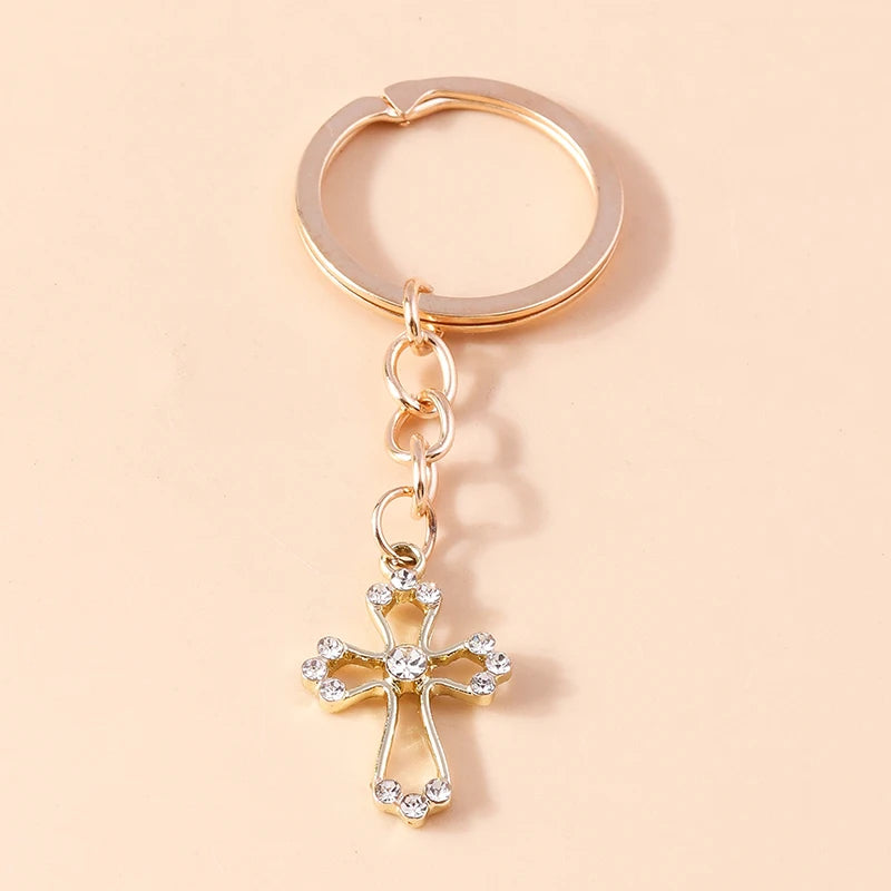 Crystal Cross Keyring