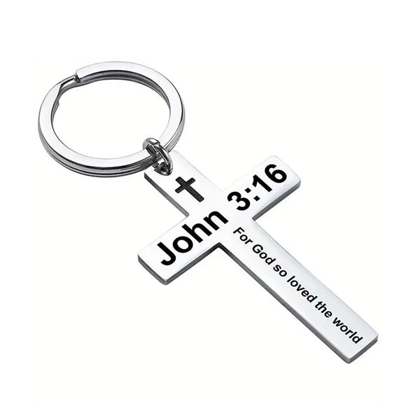 Bible Verse Cross Keyring