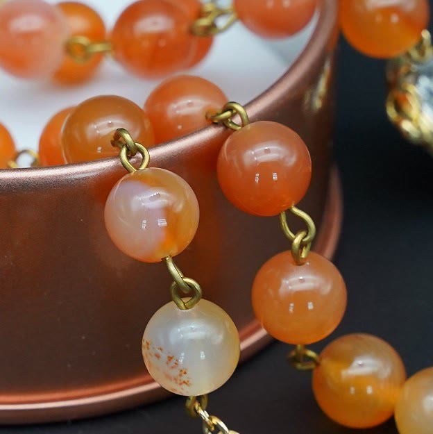 Natural Agate Rosary with St. Benedict & Crucifix
