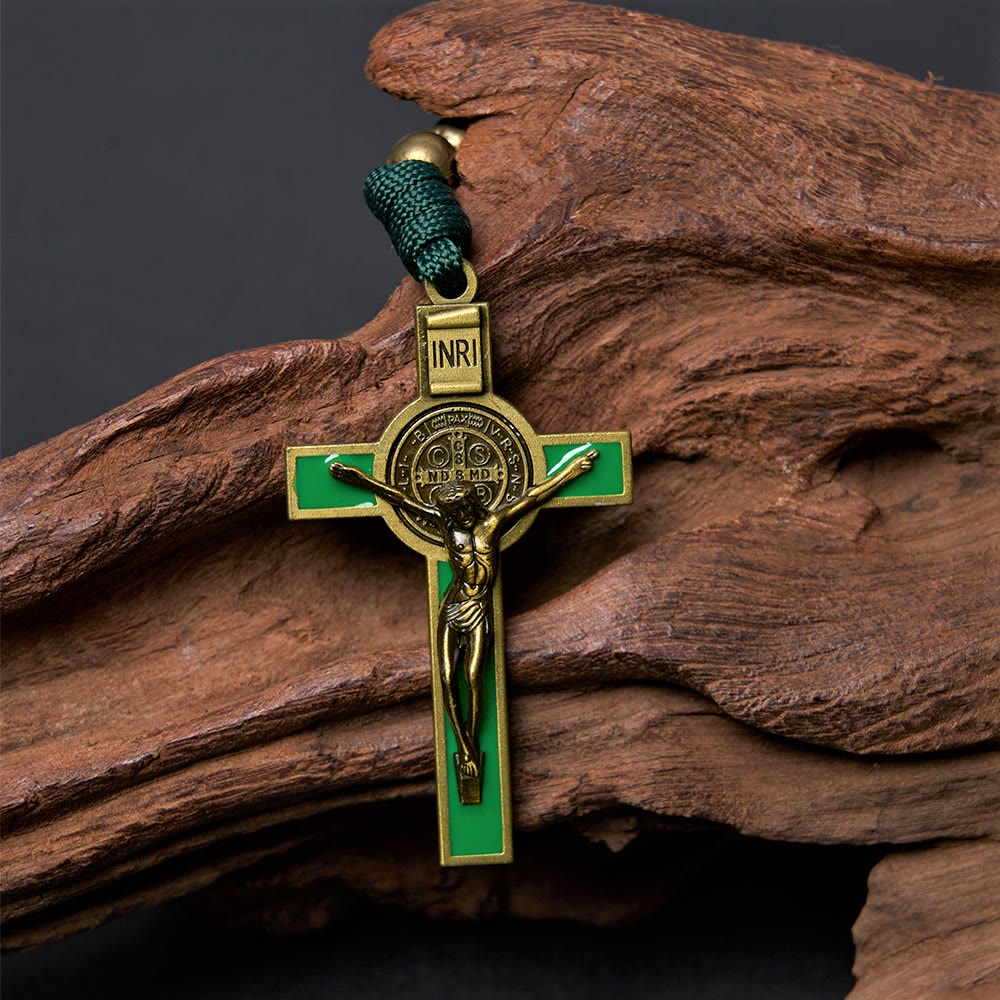 Crucifix of 10 mm Round Bronze Acrylic Paracord Rosary