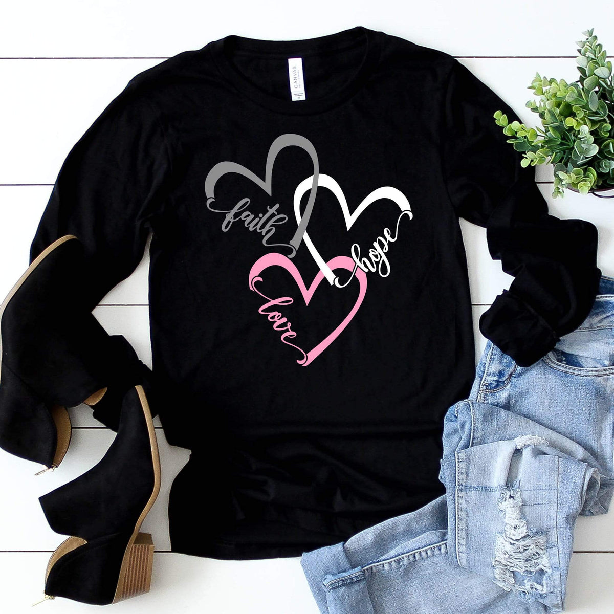 Faith Hope Love Hearts Long Sleeve