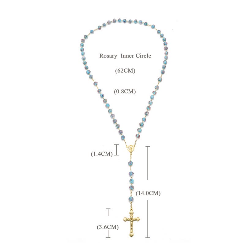 Flower Rose Glazed Beads Rosary with Mary & Crucifix