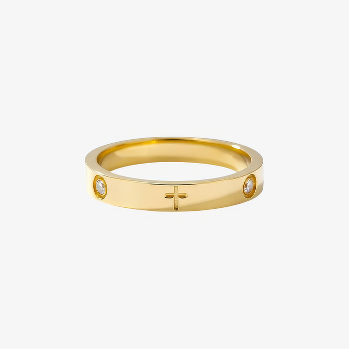 Crystal Cross Ring