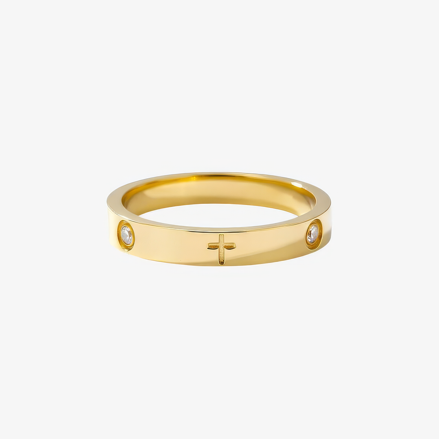 Crystal Cross Ring