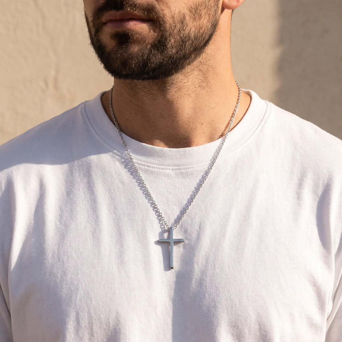 Titanium-Plated Stainless Steel Crucifix — HeavySaint men model