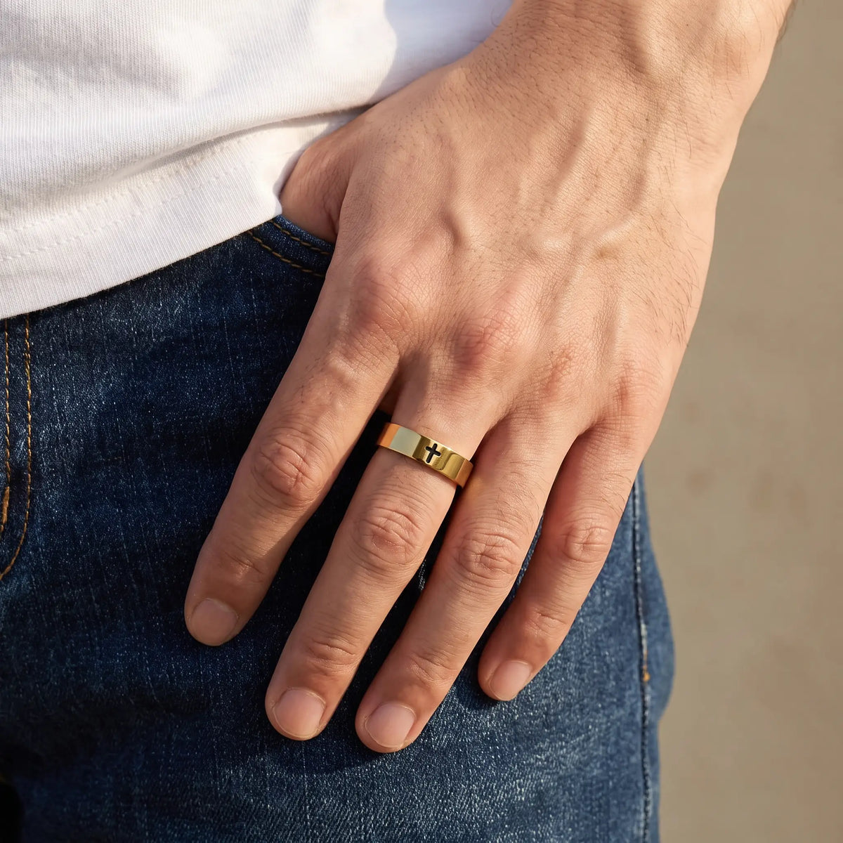 Classic Cross Ring — HeavySaint men model