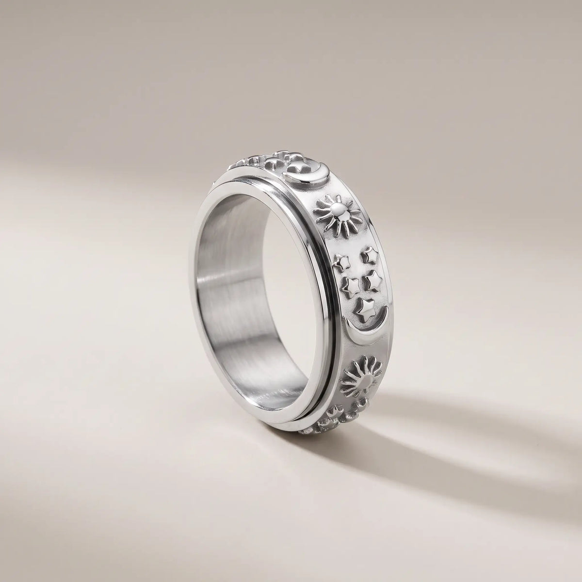 Day & Night Prayer Spinner Ring — silver