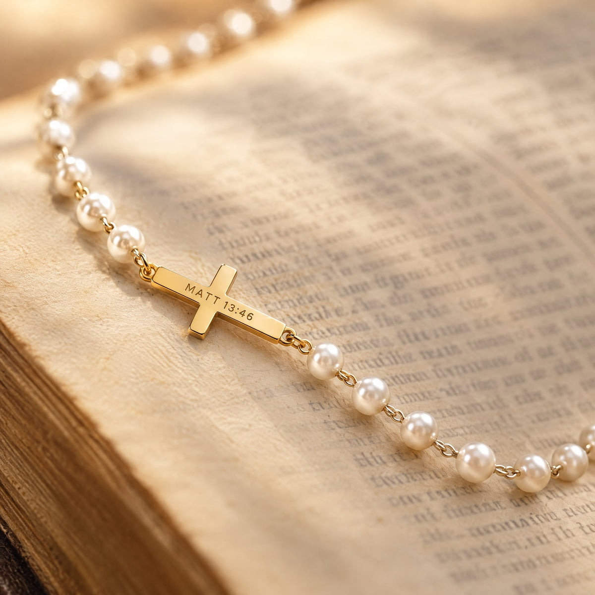 MATT 13:46 engraved on the cross