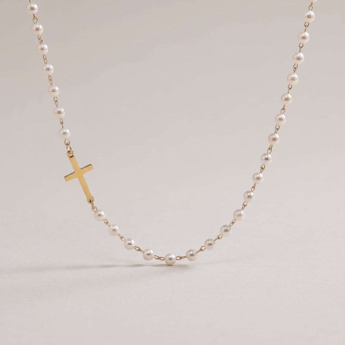 Pearl of Great Price Cross Necklace in gold