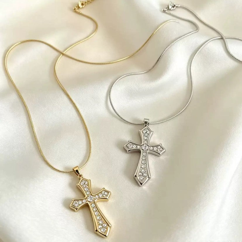 Crystal Gothic Cross Necklace
