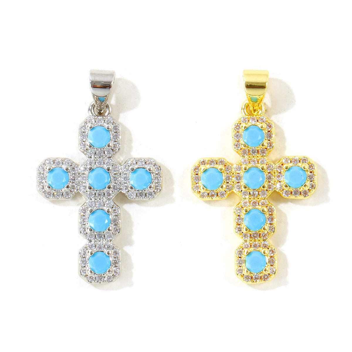 Turquoise Dot Cross Necklace