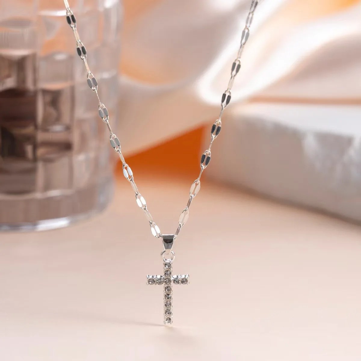 Dainty Crystal Cross Necklace