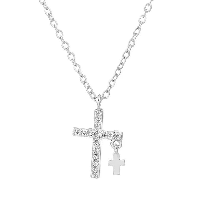 Petite Crystal Cross Necklace