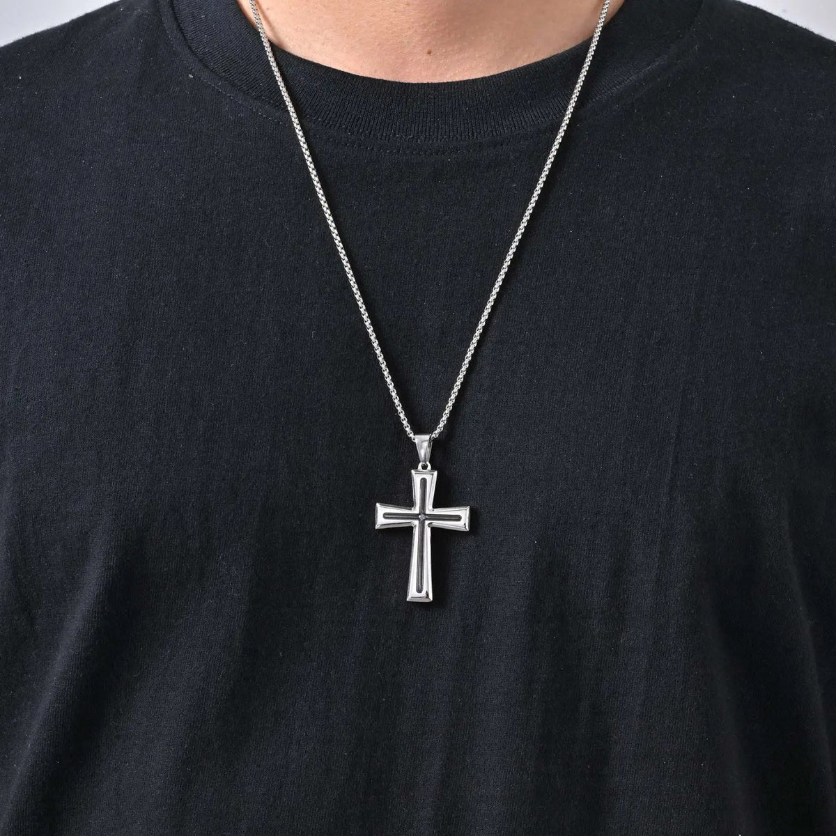 Men's Steel Cross Necklace: Choose Your Cross