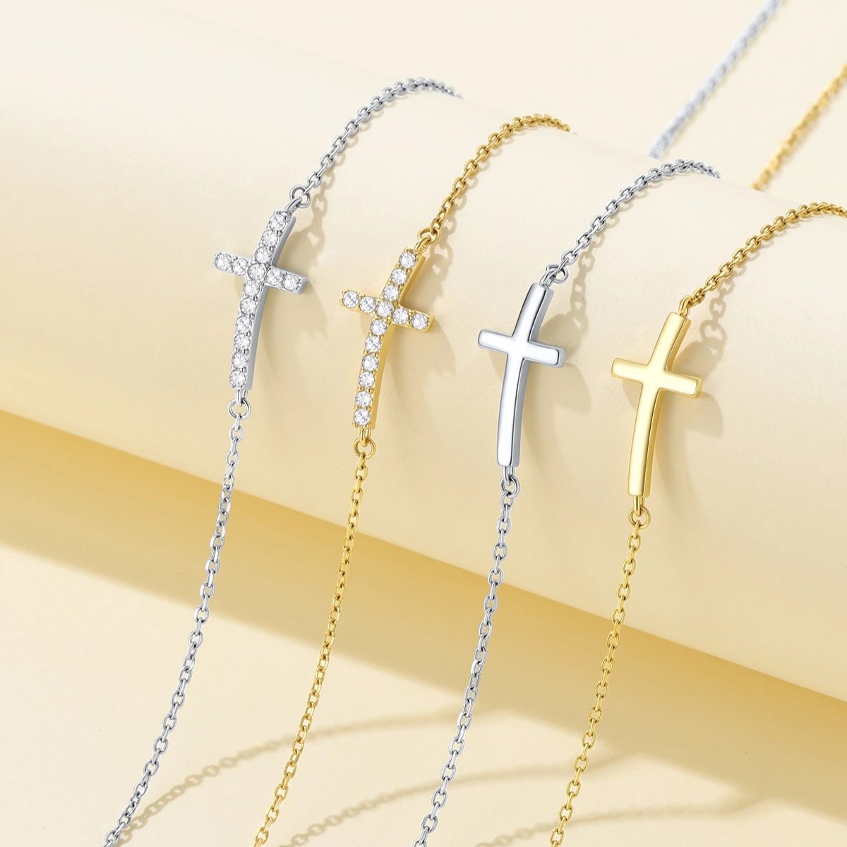 Pavé Sideways Cross Necklace
